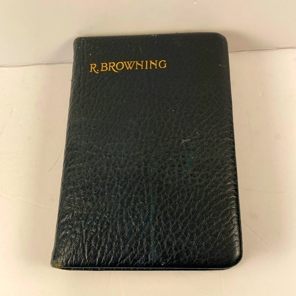 POEMS of Robert browning leather bond 1925 black textured gilt page edges